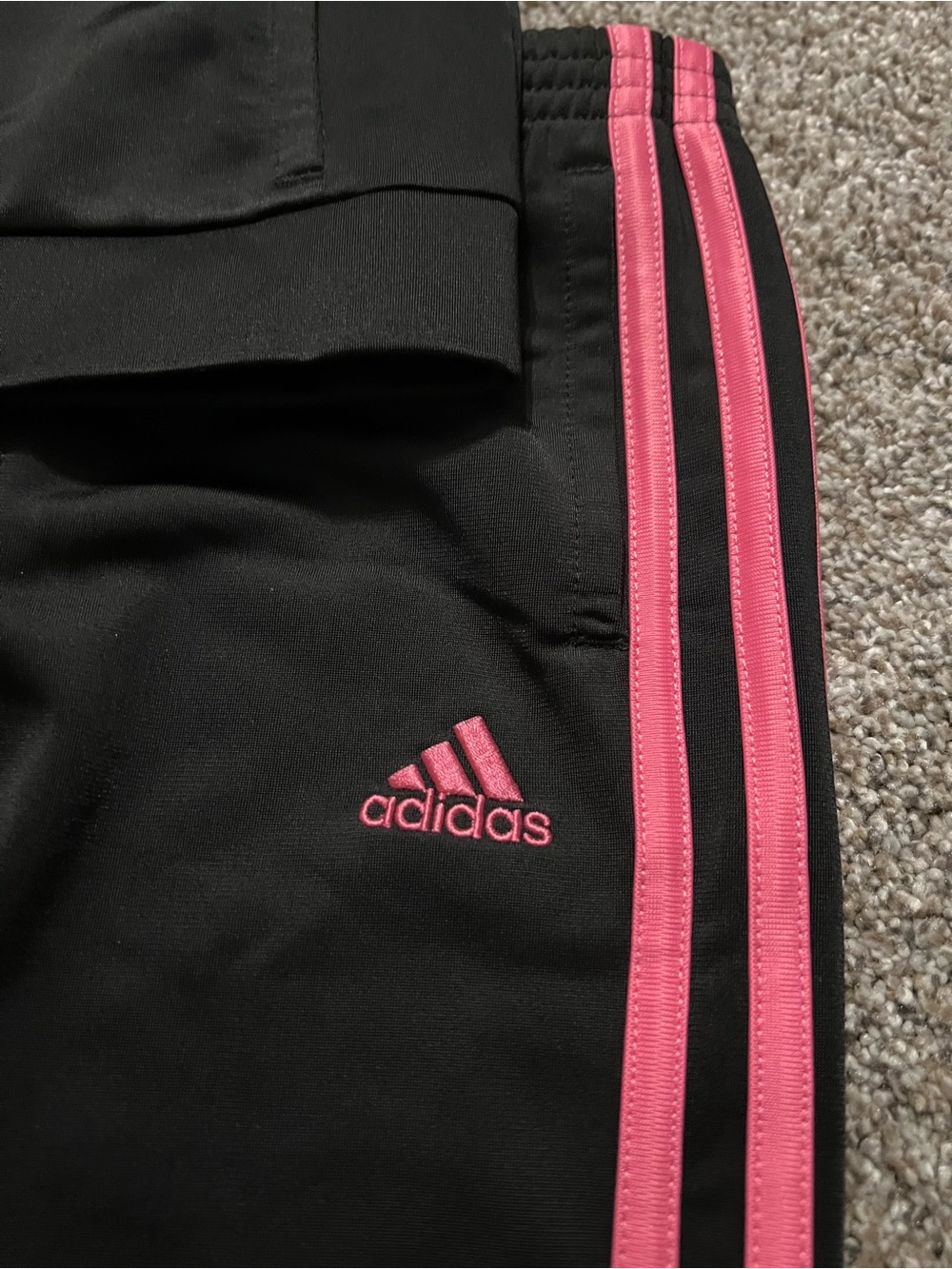 adidas Black Track Jacket and Pants Set with Pink Stripes - Picture 2 of 4